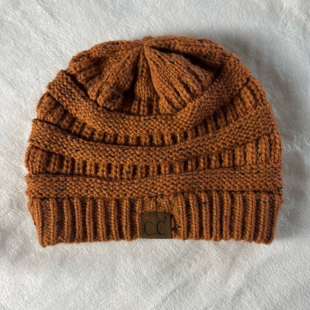 C.C  Women's Chunky Cable‎ Knit Rust Orange Cozy Fall Snow Beanie Chunky Cap